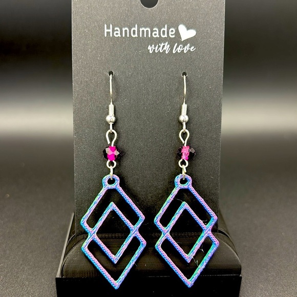 3-D printed geometric dangle earrings - Picture 1 of 4